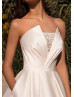 Strapless Beaded Ivory Satin Wedding Dress